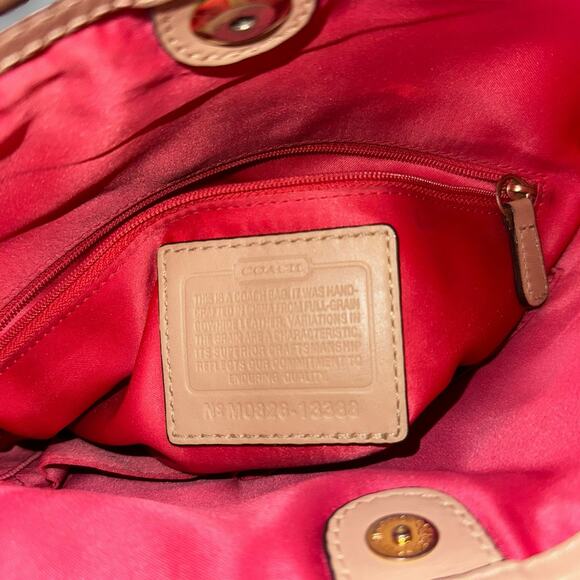 Coach Tan & Cream Leather Shoulder Tote Bag with Cutout Handles - Picture 7 of 7